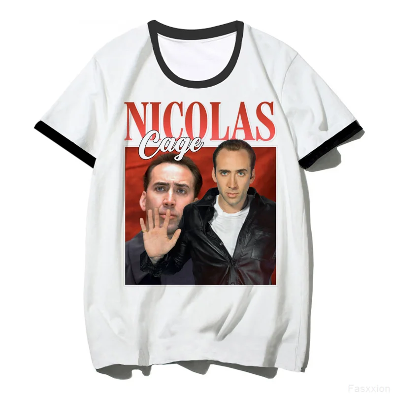 

Футболка Николаса Кейджа женская, повседневный Забавный топ с рисунком манги, одежда для пар