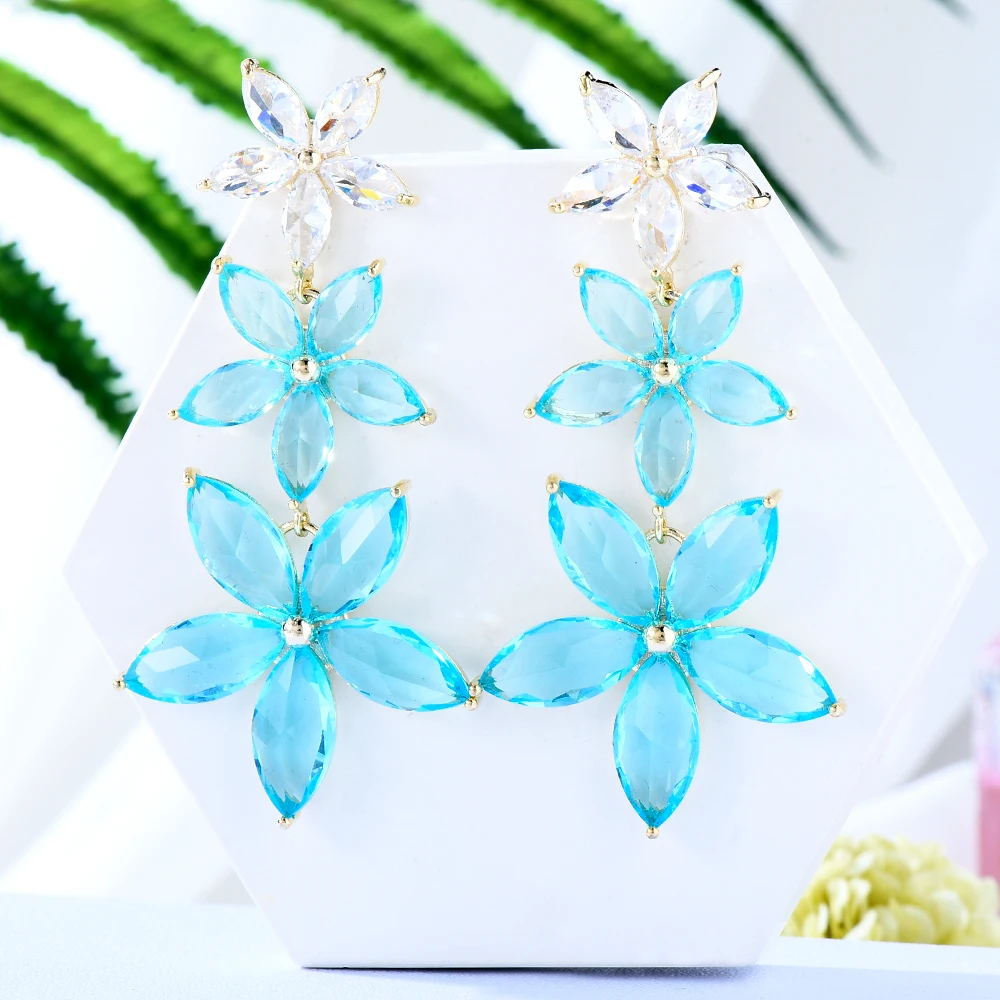 

Jimbora New charms High original Blue Earrings boucle d'oreille femme 2022 Full Mirco Paved Cubic Zirconia Shiny Accessories