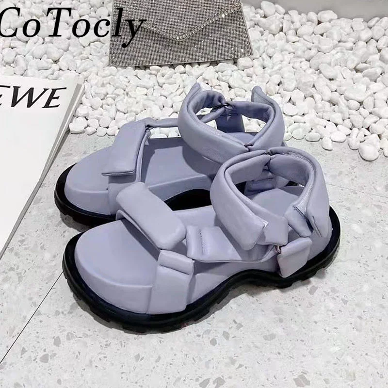 

Platform Sandals Women Thick Bottom Back Strap Genuine Leather Leisure Sandals Holiday Beach Walk Flat Shoes Sandalias Mujer