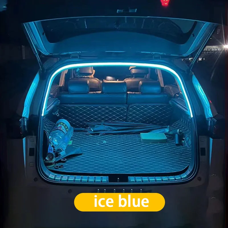 

Автомобильное освещение багажника высокой яркости, окружающее освещение, украшение интерьера, светодиодная проводка, бесплатная автоматическая сенсорная световая полоса задней двери