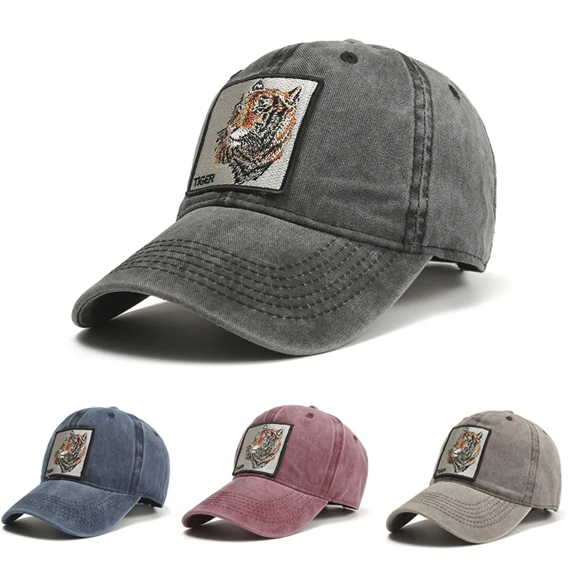 Fashion Summer Embroidery Tiger Baseball Caps Animal Trucker Hat Men Women Cotton Cowboy Hat bone Hip Hop cap
