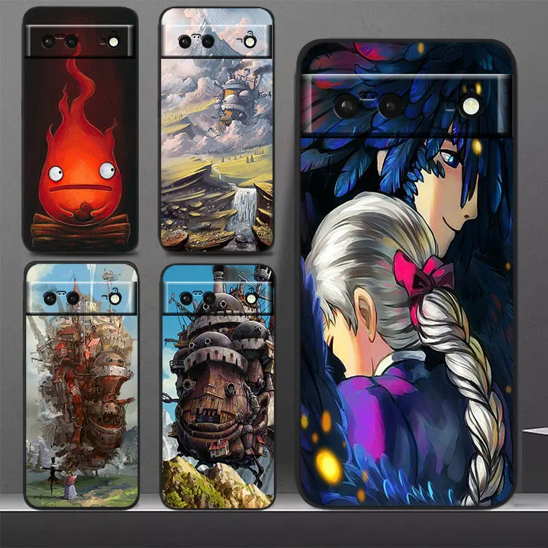 

Howl's Howls Moving Castle Phone Case For Google Pixel 7 Pro 6 Pro 6A 5A 5 4 4A XL 5G Black Soft Cover Fundas Cover