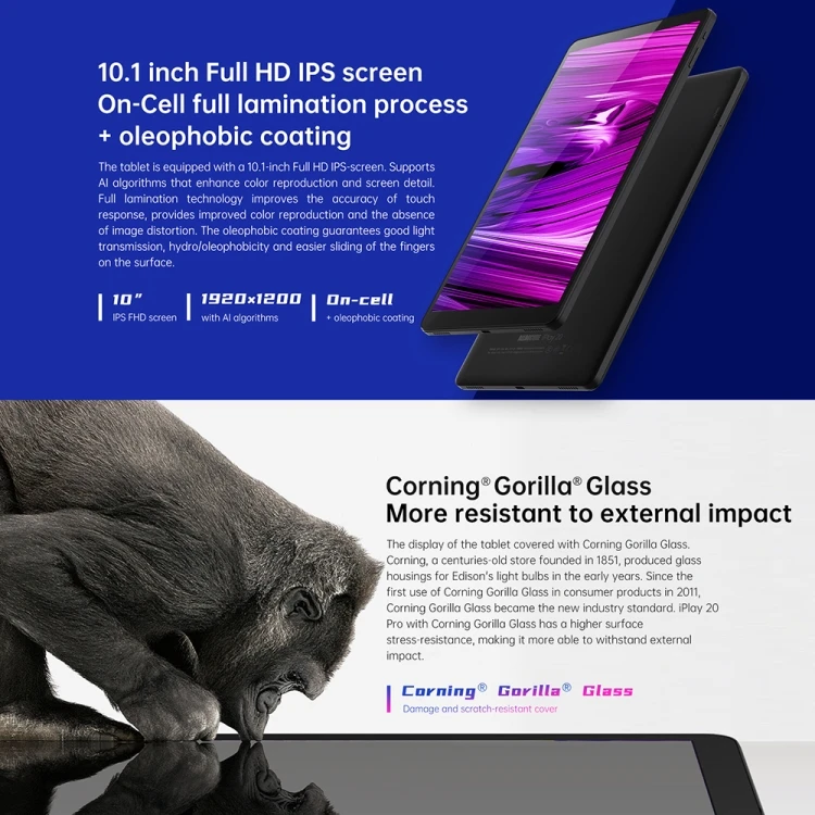 Фото Оригинальный планшет ALLDOCUBE IPlay 20 Pro 4G Call, 10,1 дюйма, 128 ГБ, 6000 мАч, аккумулятор, Android 10, планшетный ПК №5