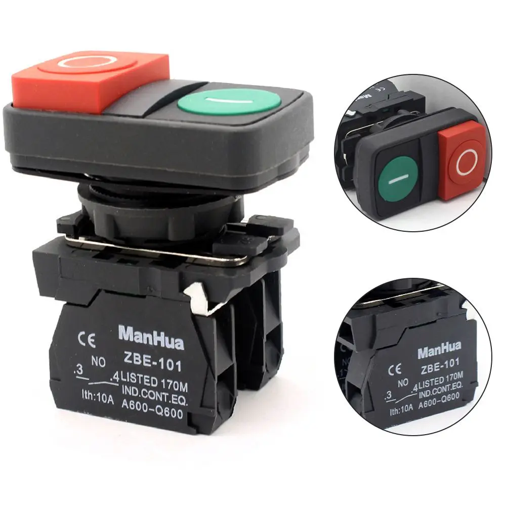 

Чувствительный красный зеленый огнестойкий долговечный XB5-AL8425 Двухкнопочный кнопочный переключатель включения и остановки питания