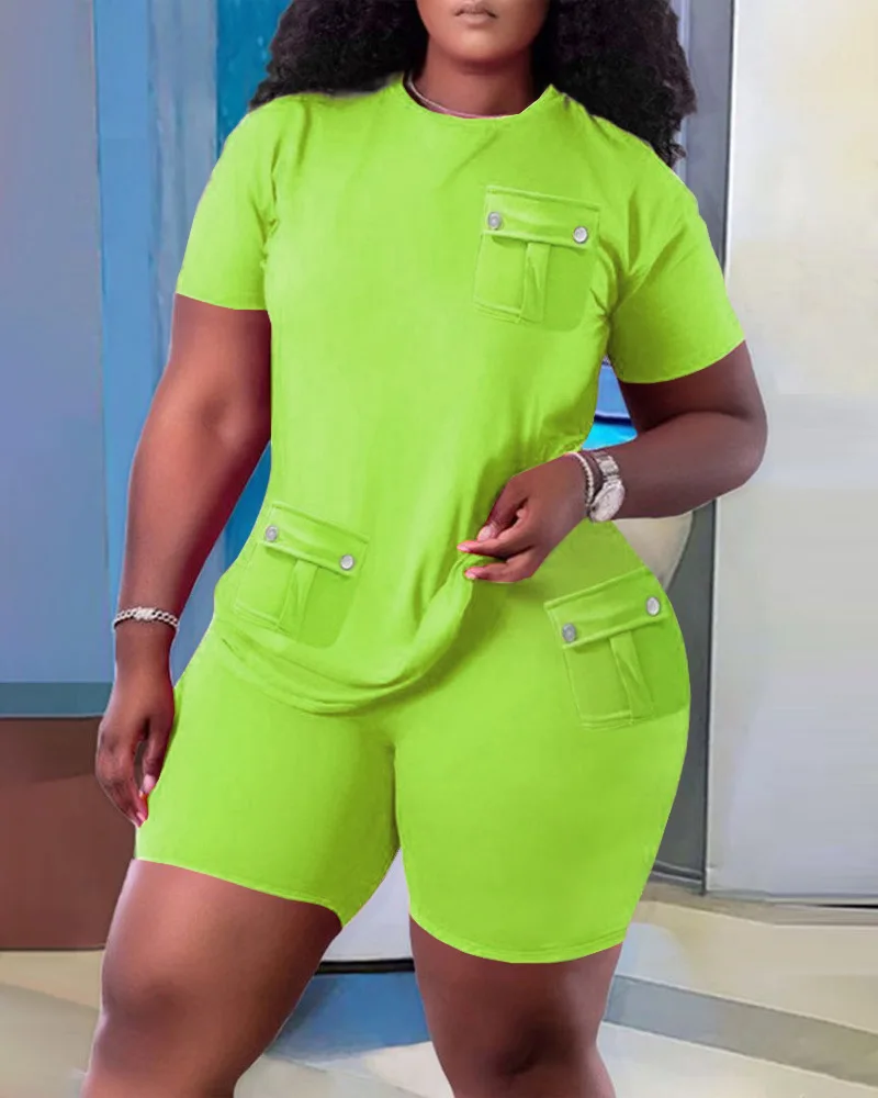 

Летний модный Повседневный Спортивный стильный комплект из двух предметов, Женский однотонный костюм из двух предметов с шортами для улицы