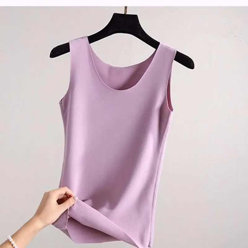 Women Autumn Winter Thermal Vest Soft Ladies Elastic Velvet Underwear Slim Thermal Bottoming Tops