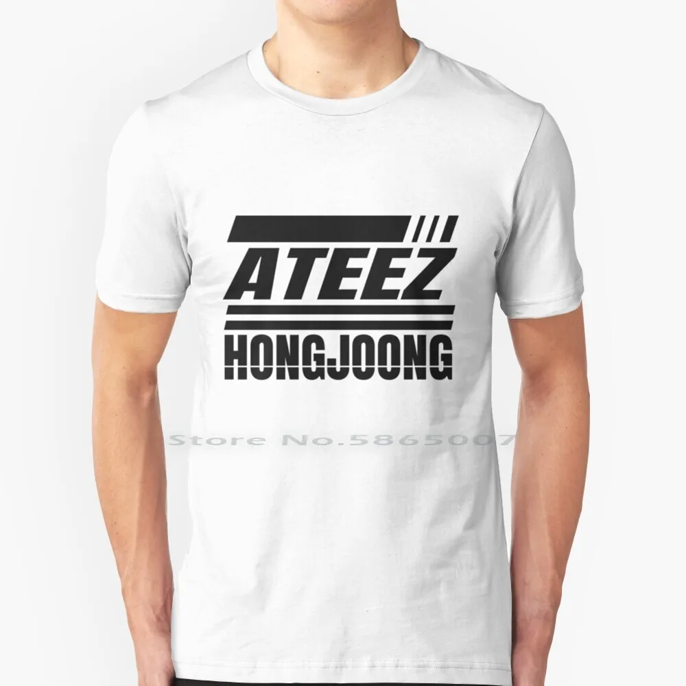 

Футболка с логотипом Ateez Atiny Kpop Song Kim Hongjoong, дизайнерская футболка с логотипом фаната, 100% хлопок, футболка с логотипом в стиле K-POP Kim Hong Joong Kim Hongjoong Ateez Hongjoong