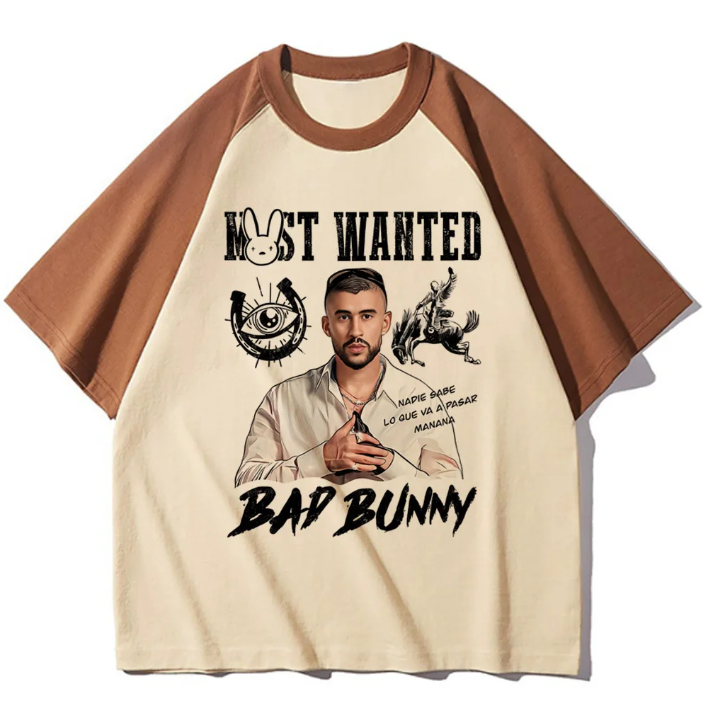 Bad Bunny Tour 2024 tshirt female Comfortable graphic Trendy 80s harajuku top tees Classic hip hop Pastel Y2k kawaii