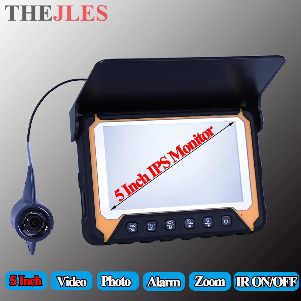 Подводная камера THEJLES 1000Tvl, 5 дюймов, 800*480, монитор IPS, рыболокатор, HD, 8 ИК ночного видения, для речной/подледной рыбалки