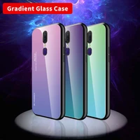 gradient tempered glass case for oppo find x5pro f11pro f21pro f5 f3 soft tpu frame hard glass back cover for a94 a74 a57 a55