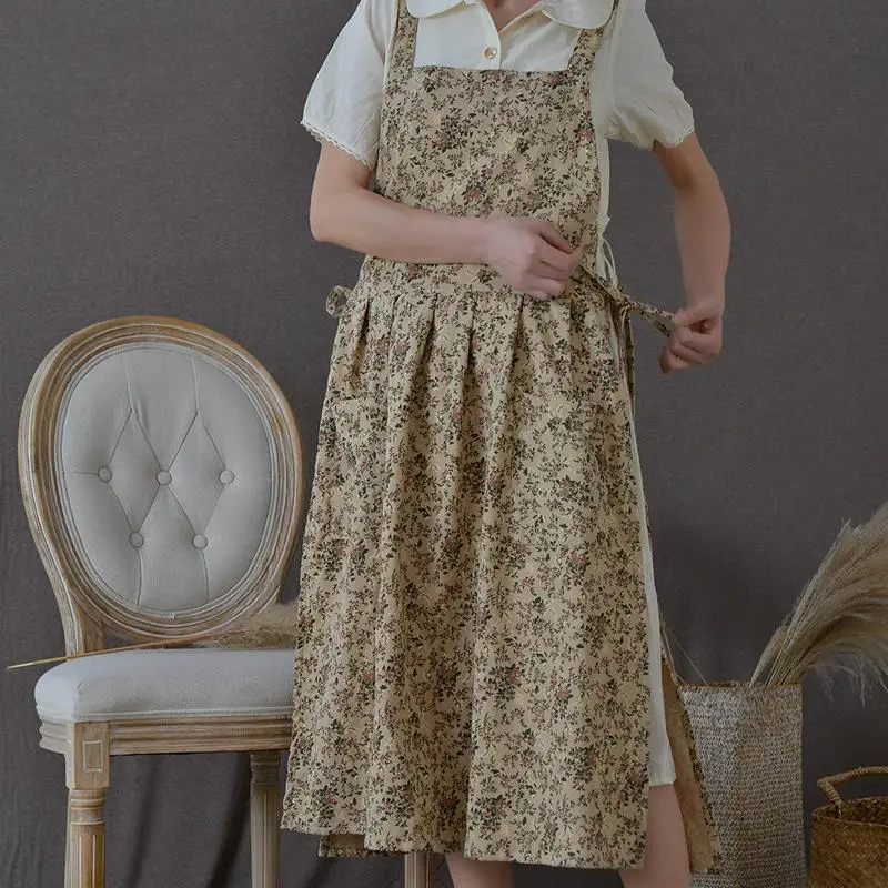 Модный Регулируемый хлопковый фартук с пасторальным принтом 1 шт. женский