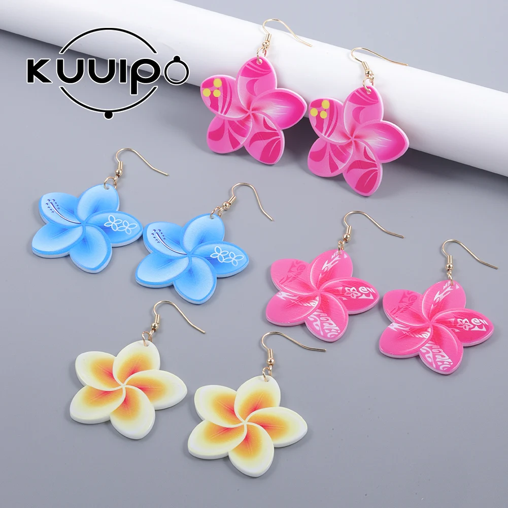 

Kuuipo New in Flower Petals Earrings Fashion Hawaiian Jewelry Earings Acrylic Aesthetic Accessories Dangle Earrings for Women
