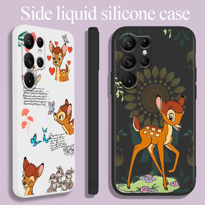 

Liquid Rope Phone Case For Samsung S23 S22 S21 S20 FE S10 Plus Lite Ultra 5G Cover Shell Bambi Cartoon Cover Shell Coque Capa