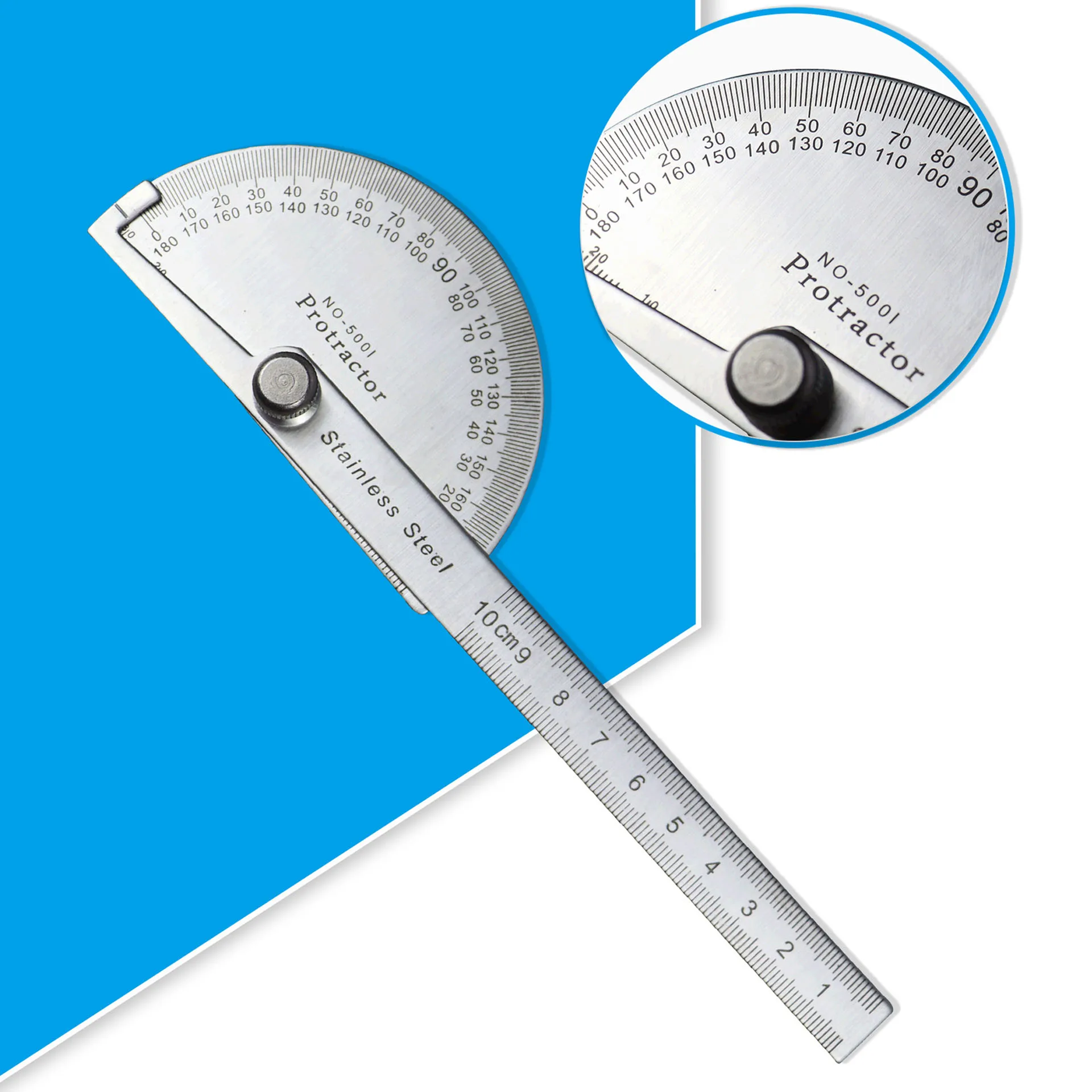 

180 Degree Protractor Metal Angle Finder Goniometer Angle Ruler Stainless Steel Woodworking Tools Rotary Measuring Ruler