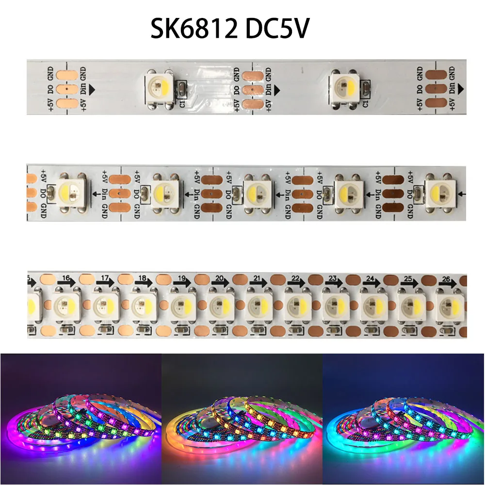 SK6812 DC5V RGBW (аналогичная WS2812B) Светодиодная лента 4 в 1 индивидуальная адресная