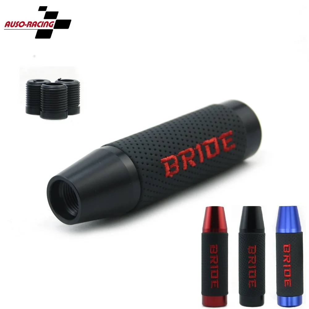 

BRIDE Gear Shift Knob Aluminum Leather 13 CM JDM Universal Shifter Stick Racing Tuning Shifter Lever Head Black Red Blue