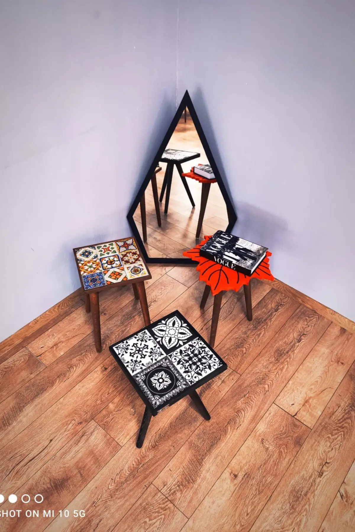 Натуральный твердый керамический кофейный столик Lotus черный 32x32 см мебель для