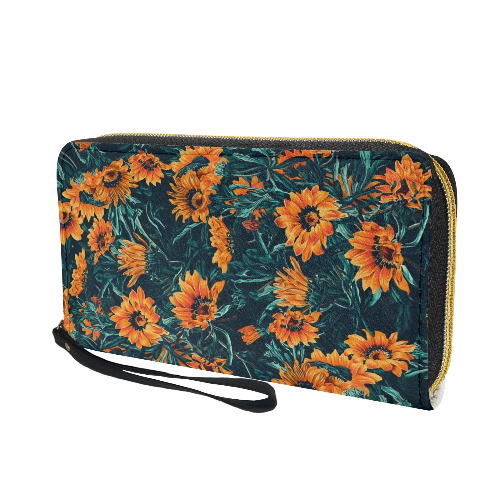 Belidome Sunflower Wristlets Wallet for Womens Leather RFID Blocking Zip Around Card Holder Organizer Travel Cluth Bags Purse