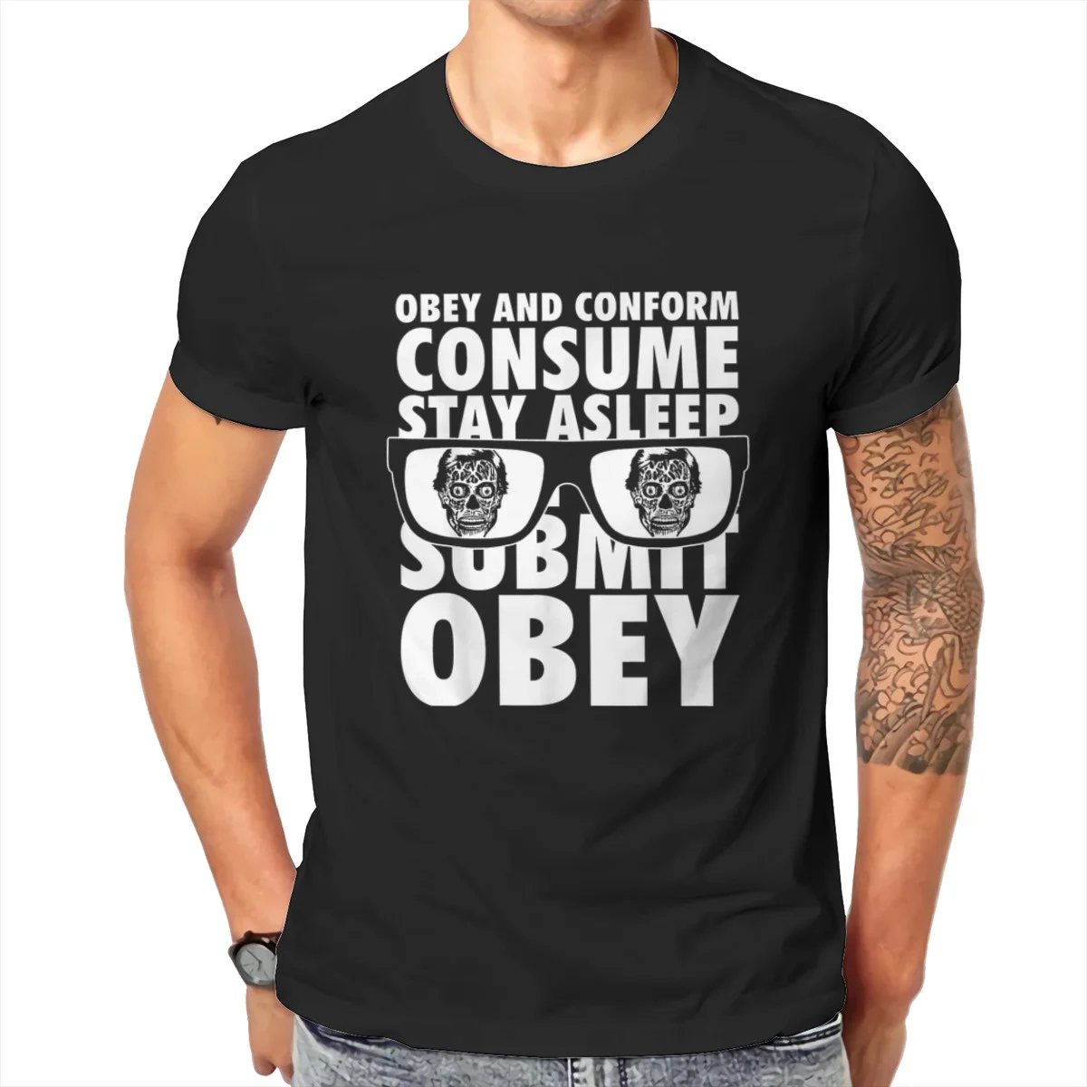 

They Live Obey And Conform Consume Submit Text Stack T hentaii shirt Men T hentaii shirt summer 100% cotton T-hentaii shirt