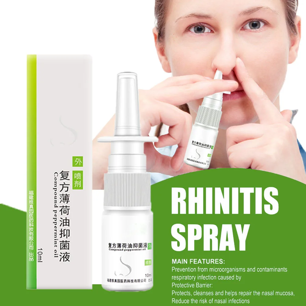 

Peppermint Oil Nasal Drops Bacteriostatic Fluid Nasal Congestion Nose Dry Nose Itching Treatment Rhinitis Stop Sneezing Spray