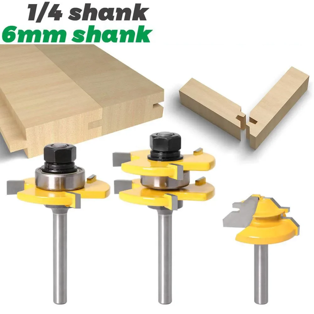 3 шт./компл. 1/4 дюйма 6 35 мм фреза с хвостовиком резьба по дереву 45 градусов угловая