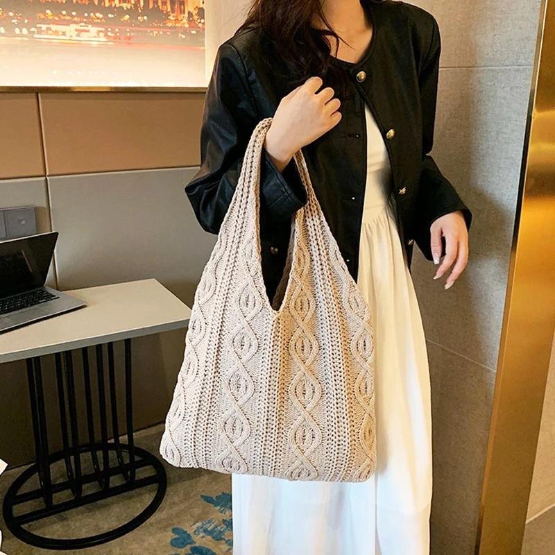 Новая винтажная шерстяная вязаная сумка тканая вручную на плечо для женщин