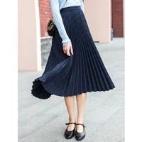 pleated skirt women 95 worsted wool plaid a line high waist ladies high quality vintage design skirts new fashion