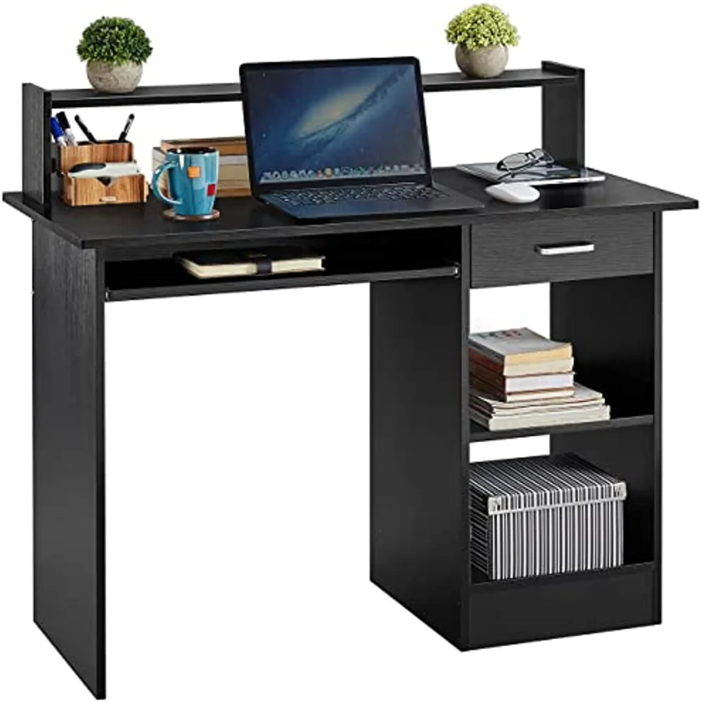 

Домашний офисный деревянный компьютерный стол с ящиками и выдвижным лотком для клавиатуры