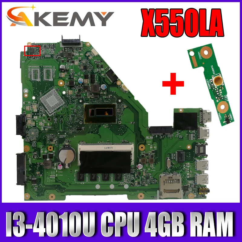 

X550LA Motherboard I3-4010U CPU 4GB RAM LVDS For Asus A550L X550LD R510L X550LC X550L X550 laptop Motherboard X550LA Mainboard