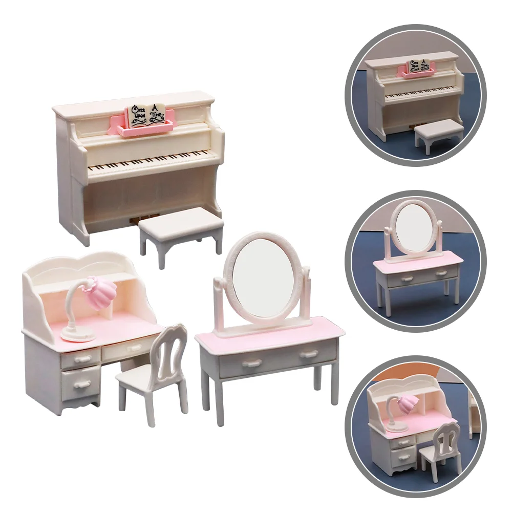 

Furniture Miniature Mini House Model Piano Toy Table Desk Accessories Chair Wooden Set 12 Miniatures Play Landscaping Dressing