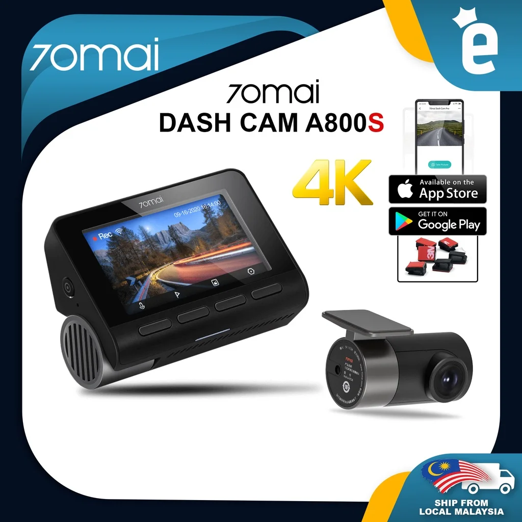 

NEW (Ready Stock) Global Version 70mai A800S 4K Smart Dash Cam Built-in GPS ADAS Camera Image 24H Parking SONY IMX415 140FOV