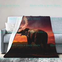 cool 3d animal elephant pattern warm sofa bedroom throw blankets travel fleece soft thin blankets for kids adult nap blanket