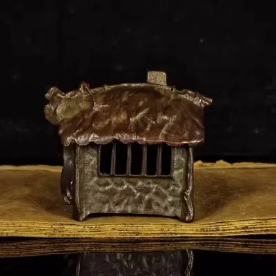 

Exquisite Antique Brass Small House Incense Burner Ornaments