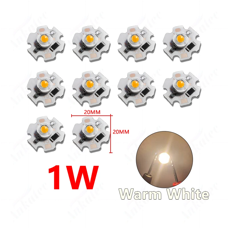 LED бусины Ankatec одноцветные теплый белый, красный, зеленый, синий, розовый, золотой, желтый 1Вт 3Вт