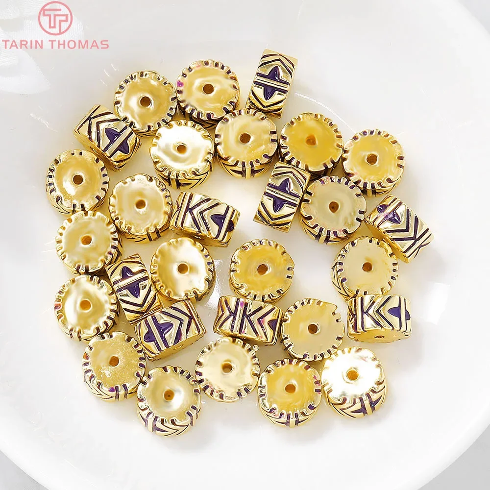 (2896) 4 шт. 6x10 мм 24-каратное золото с покрытием из латуни капающее масло