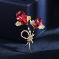 luxury red zircon crystal lapel pins high quality badges brooche celebration brooches for women wedding party dress accessory
