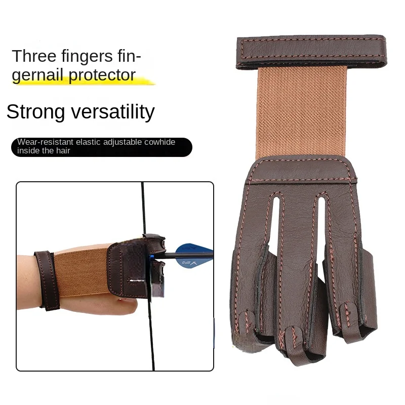 

Bow and arrow shooting three finger leather finger protection outdoor shooting hand and finger protection gloves