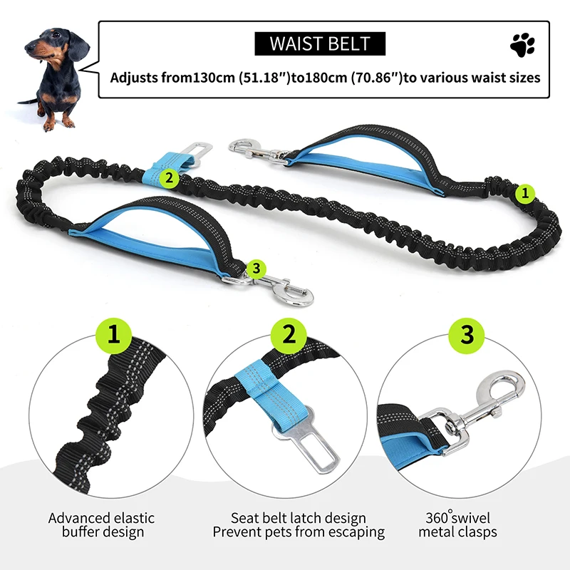 1PC Dog Training Waist Bag Leash Hands-Free Outdoor Pet Running Walking Fanny Pack with Water Bottle Holder Phone Pocket