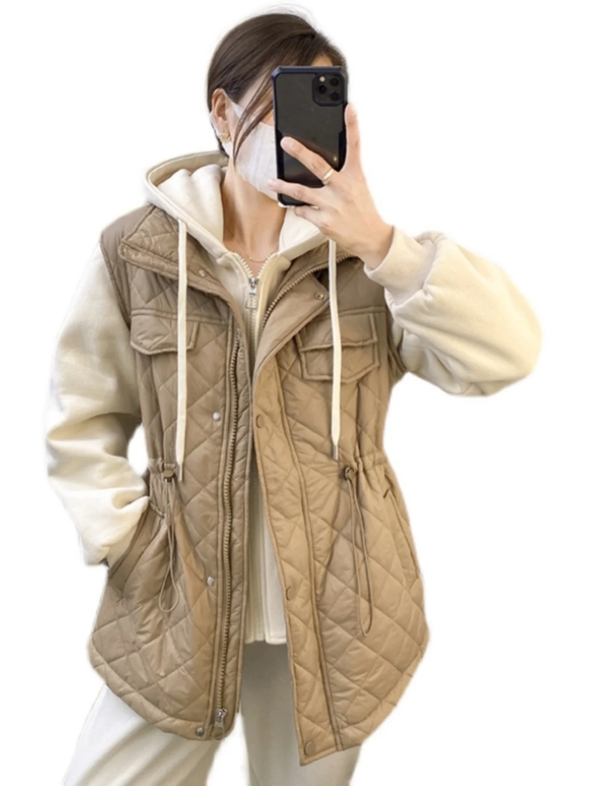 Поддельный пуховик из двух предметов одежда с хлопковой подкладкой женская зима