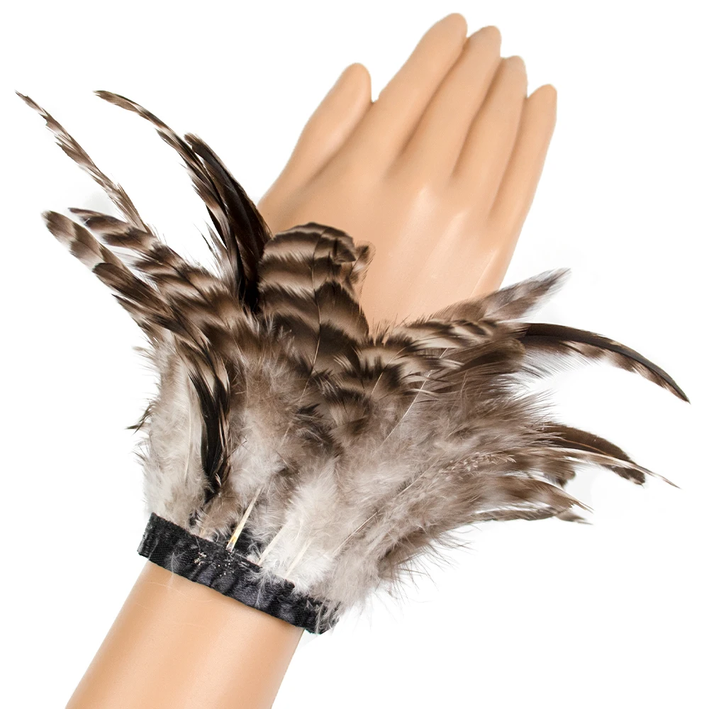 

1PCS Colorful pheasant Feather Wristband Fur Natural Chicken Plume Bracelet Hair Accessories Anklet Slaps on Cuff Sleeves Decor