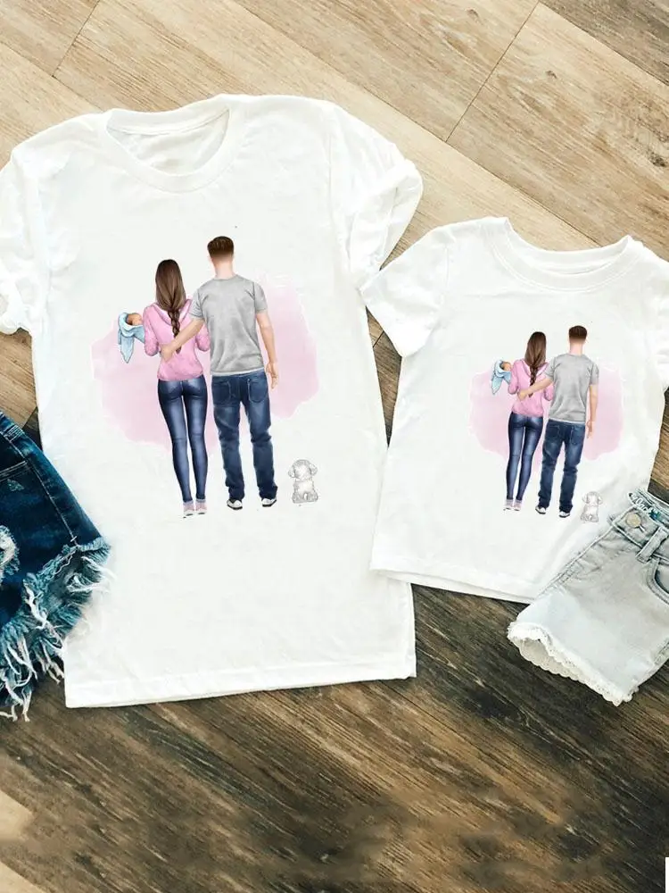 

Family Matching Outfits Tee T-shirt Women Girls Boys Kid Child Dad Fashion Love Men Summer Mom Mama Tshirt Clothes Clothing