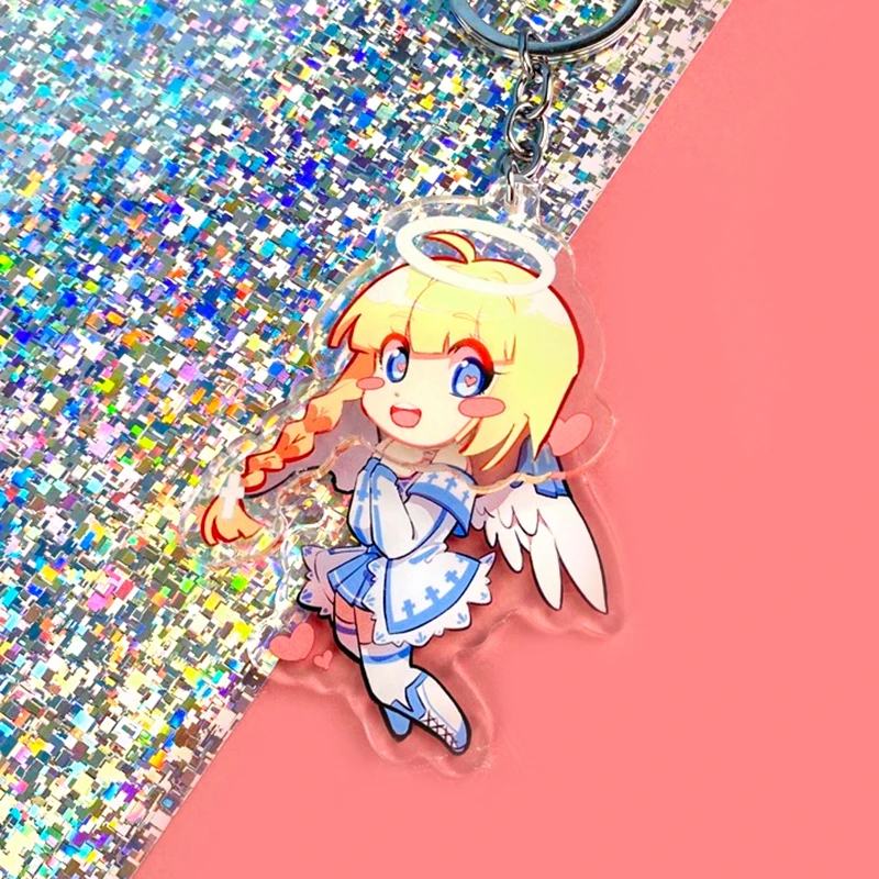 

20pcs Hologram epoxy anime acrylic keychain two sided printing acrylic cartoon keychain