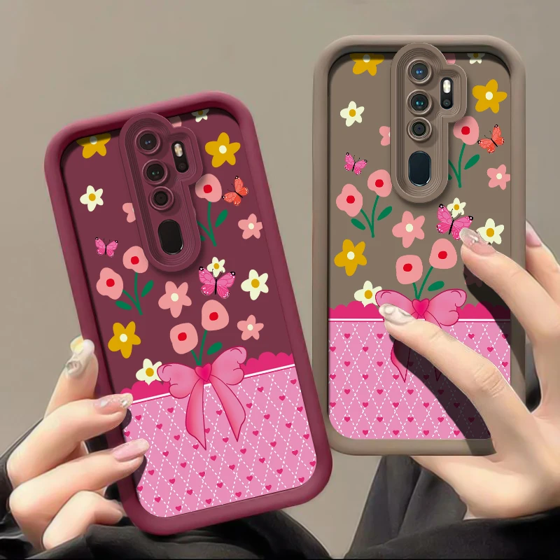 Фото Матовый мягкий чехол для телефона OPPO A92S A92 A76 A74 A73 A72 A60 A53 A52 A38 A33 A32 A58 A57 A55 A54S, противоударный силиконовый чехол с цветочным рисунком №1