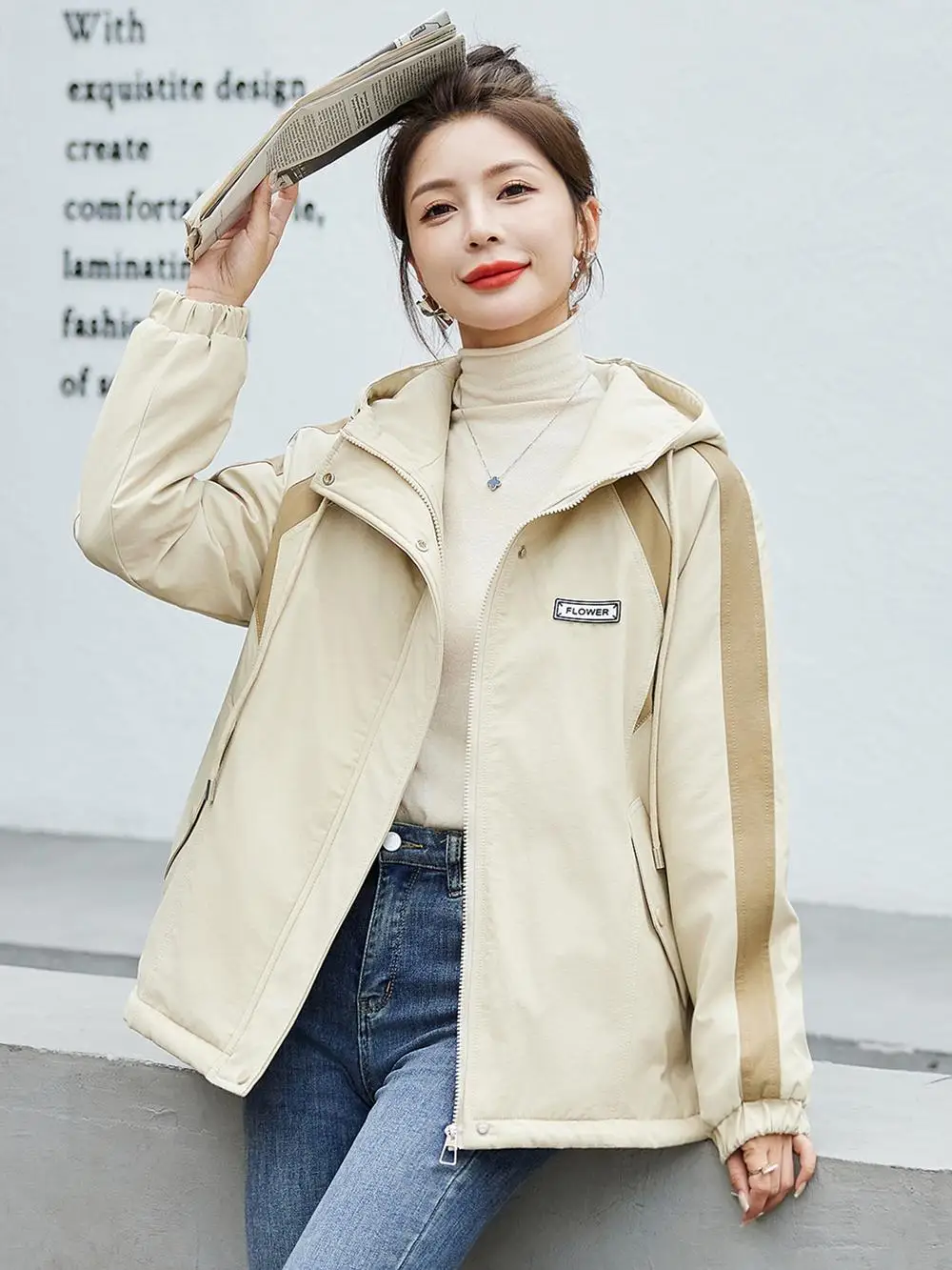 Женская куртка на хлопковой подкладке новинка зимы 2024 свободная по цвету