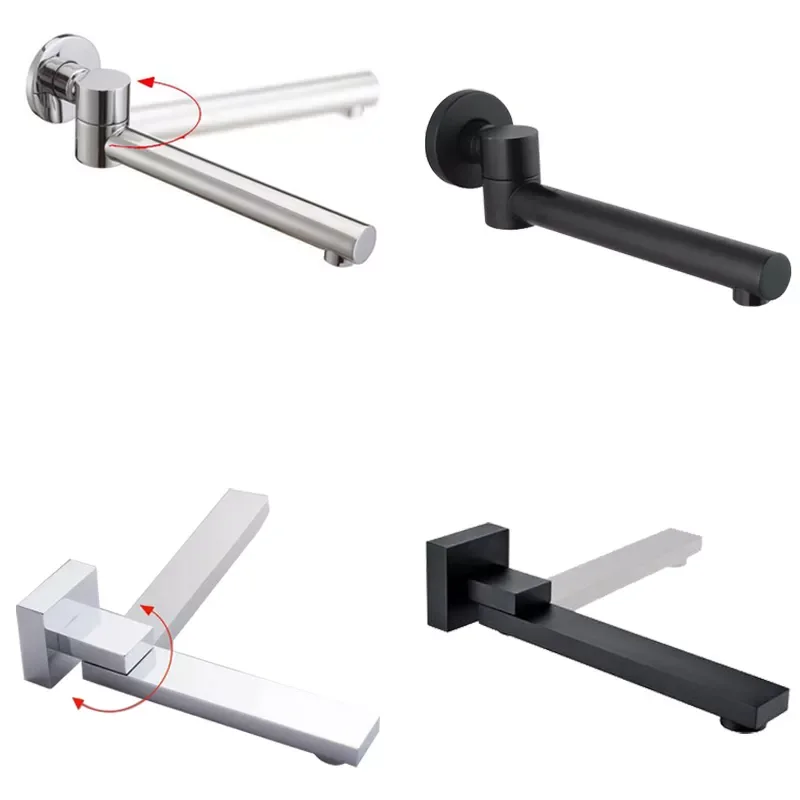 

Solid Bass Wall Outlet Wall Mounted Shower Spout Bath Tub Shower Mixer Faucet Spout Filler 180 degree Folding