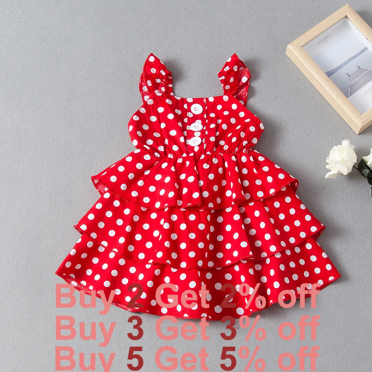 

Летняя одежда для новорожденных девочек, платье, модное платье в горошек, маленькие летающие рукава, юбка на бретелях