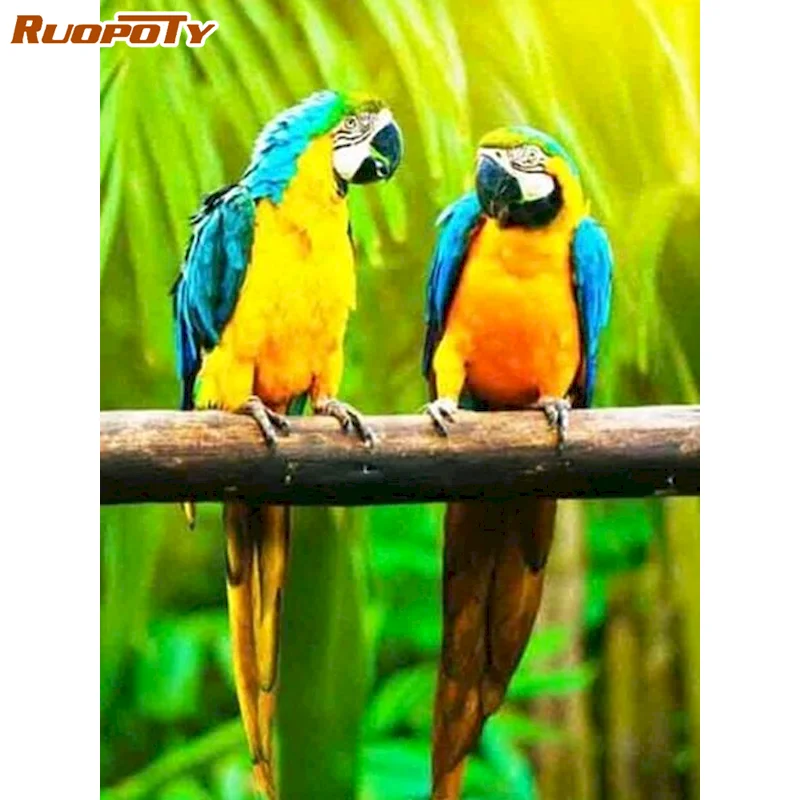 

RUOPOTY Parrot 5D Diamond Embroidery Animals Cross Stitch Mosaic Art Kits Picture Rhinestones Diamond Painting New Arrivals