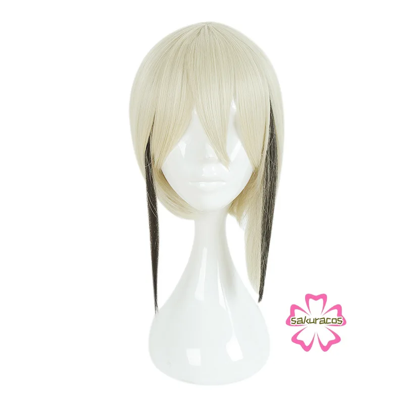 

Touken Ranbu Online Hyuuga Masamune Cosplay Mixed Color Short Heat Resistant Synthetic Hair Halloween Carnival Party + Wig Cap