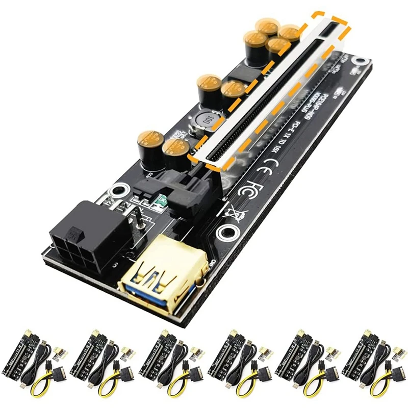 

6Pcs PCI-E Riser For Mining 6PIN PCIE Extension Cable GPU Riser Mining ETH GPU Extension Cable X1 To X16 GPU Riser