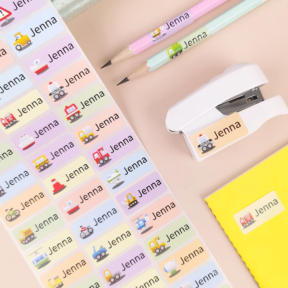 

114pcs Name Stickers Custom Cartoon Vehicle Tag Sticker Customize Waterproof Personalized Labels Kids Office School Stationery